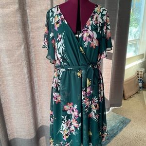 Torrid green floral wrap dress